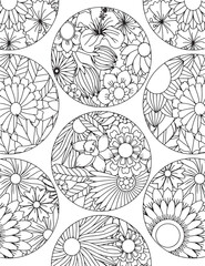 Fototapeta premium Mandala Adult Coloring Page Stress Free Relaxing Meditation Line Art