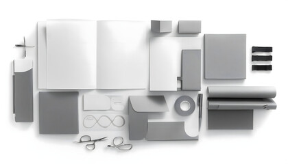 set of collection cut out , on white paper 3d illustration design element 