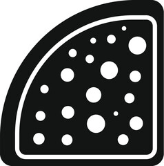 Black and white vector icon of a slice of classic dutch cheese