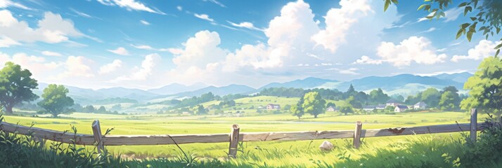 Enchanting Anime-Style Rural Fantasy: A Tranquil Anime Landscape for Game Concept Art and Storybook Illustrations, Ideal as a 4K Wallpaper for Digital Art Enthusiasts