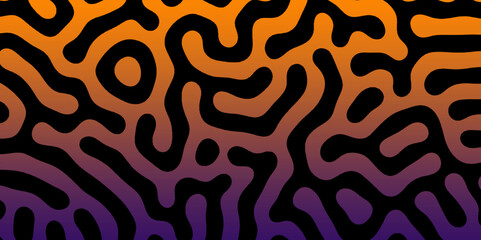 Abstract Turing organic wallpaper with background. Turing reaction diffusion monochrome seamless pattern with chaotic motion. Natural seamless line pattern. Linear design with biological shapes.