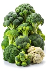 Delicious broccoli collection, isolated on white background