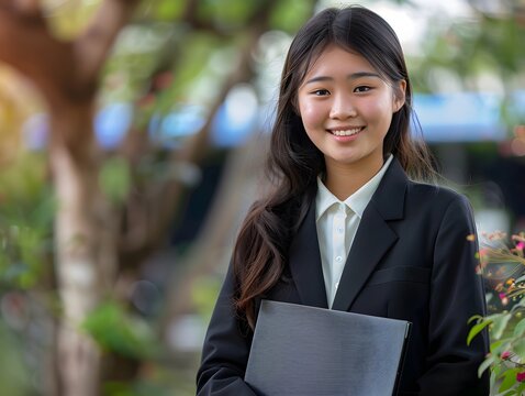 a high school aged Asian student girl