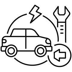Electrical system repair icon for car services related on white background