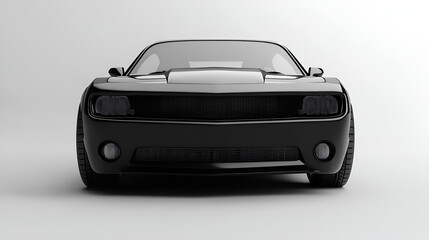 Front of a modern black compact car Front view of a generic and brand less modern car Black car front-side isolated with clipping path over white background, Generative AI