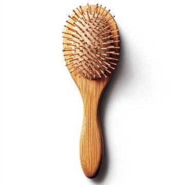recommend clip art: A single hairbrush clipart, grooming element, wooden handle, natural bristles, isolated on white background
