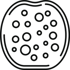 Simple vector line icon of a sliced salami with visible spots of fat