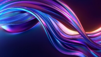 Fototapeta premium Abstract 3D Rendering of Metallic Waves with vivid color and futuristic style