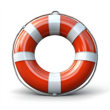 recommend clip art: A single lifebuoy clipart, safety element, classic design, red and white stripes, isolated on white background