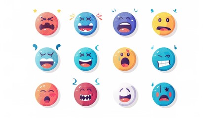 Set of emojis of mood expressions simple illustrations icons. Emoticons.
