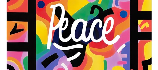 The word PEACE on colorful background	