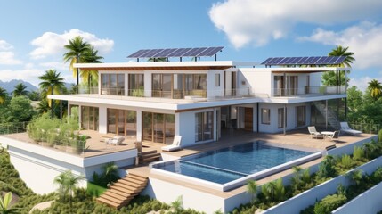 Fototapeta premium Renewable energy smart home with efficient leds monitoring for sustainable energy management