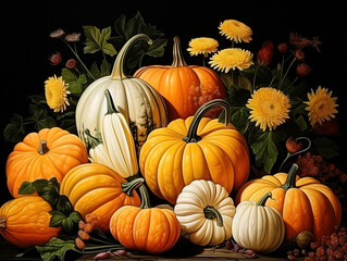 Eyecatching Close-up small pumpkins with wooden background