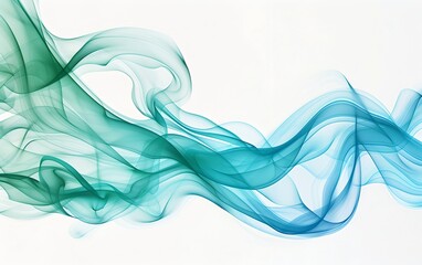 Green Smoke and Blue Ink Waves, Digital Art, Concept Design