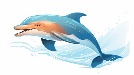 Fototapeta premium An illustration of a playful dolphin leaping through the air