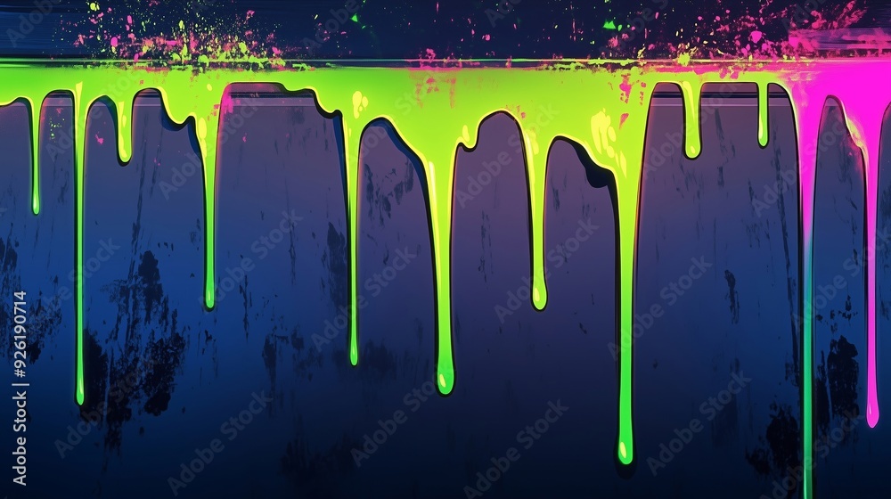 Canvas Prints Colorful Neon Paint Drips Creating an Abstract Effect