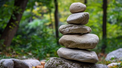 Zen Stones in Forest