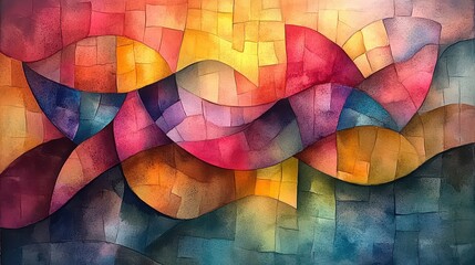 Fototapeta premium Abstract Chaos: Fragmented Thoughts in Watercolor Style