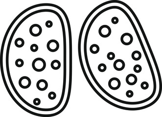 Simple line drawing of healthy human lungs highlighting alveoli for medical and educational resources