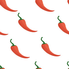 Red chili pepper seamless pattern. Fresh vegetable, food ingredient. Healthy eating, spicy, hot. Hand drawn vector simple design 