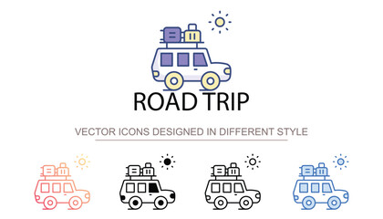 Road Trip icon design with white background stock illustration