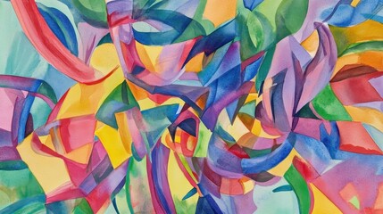 Restless Mind in Chaotic Watercolor: Abstract Art with Jagged Patterns and Bold Contrasts