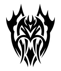 Tribal tattoo art with black stylized demon