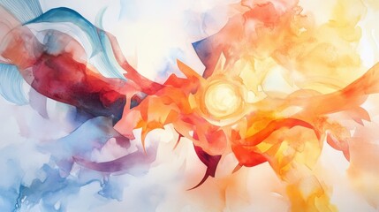 Obraz premium Dynamic Watercolor Chaos: Sharp Contrasts and Overlapping Shapes