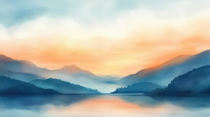 Fototapeta premium Tranquil Watercolor Serenity: Calm Composition with Smooth Gradients in Cool Tones
