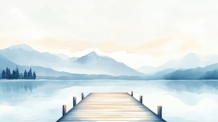 Serene Watercolor Tranquility - Calm Serenity in Cool Tones with Smooth Gradients, Peaceful Artistic Composition