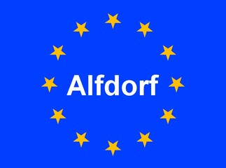 Illustration einer Europaflagge mit der Aufschrift 