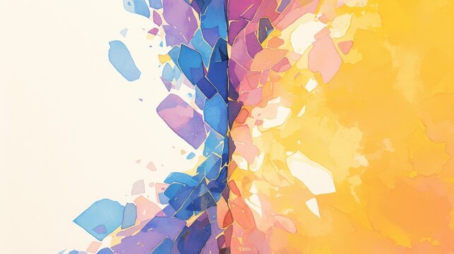 Inner Conflict Revealed - Split Composition with Contrasting Watercolor Emotions