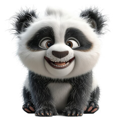 Obraz premium 3d cartoon character of baby panda bear with cute smile isolated on transparent background