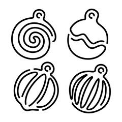 Line art with black christmas toys icons