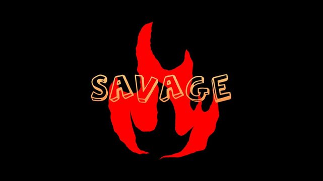 Yellow animated SAVAGE text with flashing effects and background 
