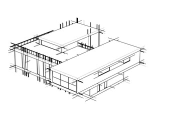 Linear view of house architectural concept vector 3d illustration