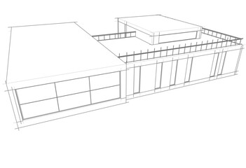 Linear view of house architectural concept vector 3d illustration