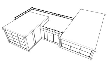 Linear view of house architectural concept vector 3d illustration