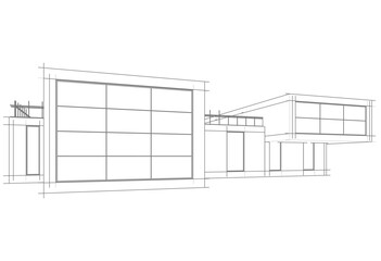 Linear view of house architectural concept vector 3d illustration