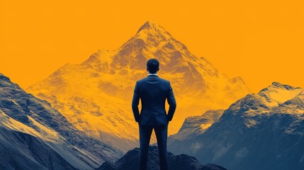 Fototapeta premium Visionary Leader Gazing into the Future: Symbolizing Strategic Planning and Innovative Growth for Business Development