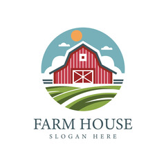 Farm House. red barns on a white background. Vector illustration.