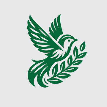 design logo  bird leaf and tree combination vector design