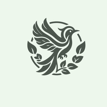 design logo  bird leaf and tree combination vector design