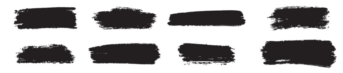 Set ink brush strokes brushes lines black paint grungy hand drawn graphic element isolated.