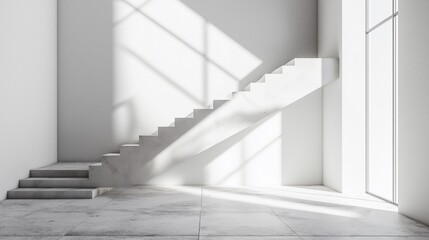 Obraz premium Interior with stairs and an empty wall