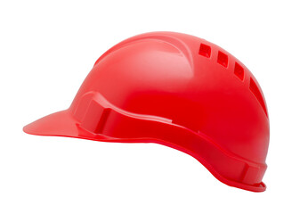 Fototapeta premium Side view of red plastic hard hat
