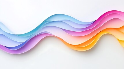 Elegant Paper Wavy Embossings with Gradient-Colored Curved Lines on White Background