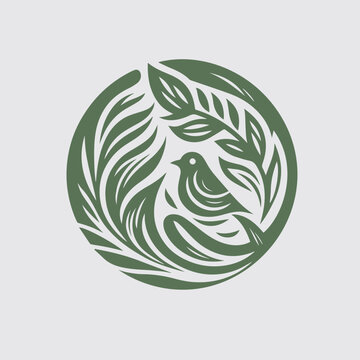 design logo  bird leaf and tree combination vector design
