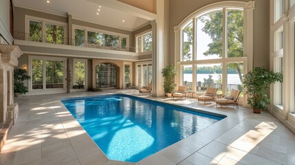 lavish, roomy house with an indoor swimming pool