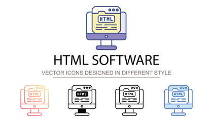 Html Software icon design with white background stock illustration